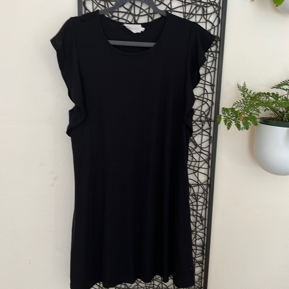 Black flutter sleeve dress